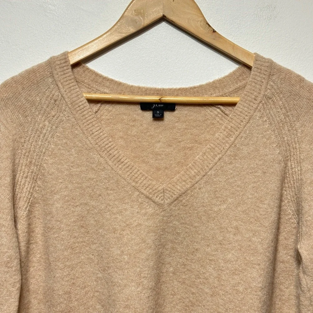 J. Crew Womens Raglan V-Neck‎ Sweater Small High Low Hem Long Sleeve Knit Cozy